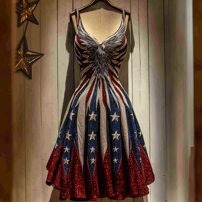 Women's Independence Day Eagle Art Sleeveless Short Skirt