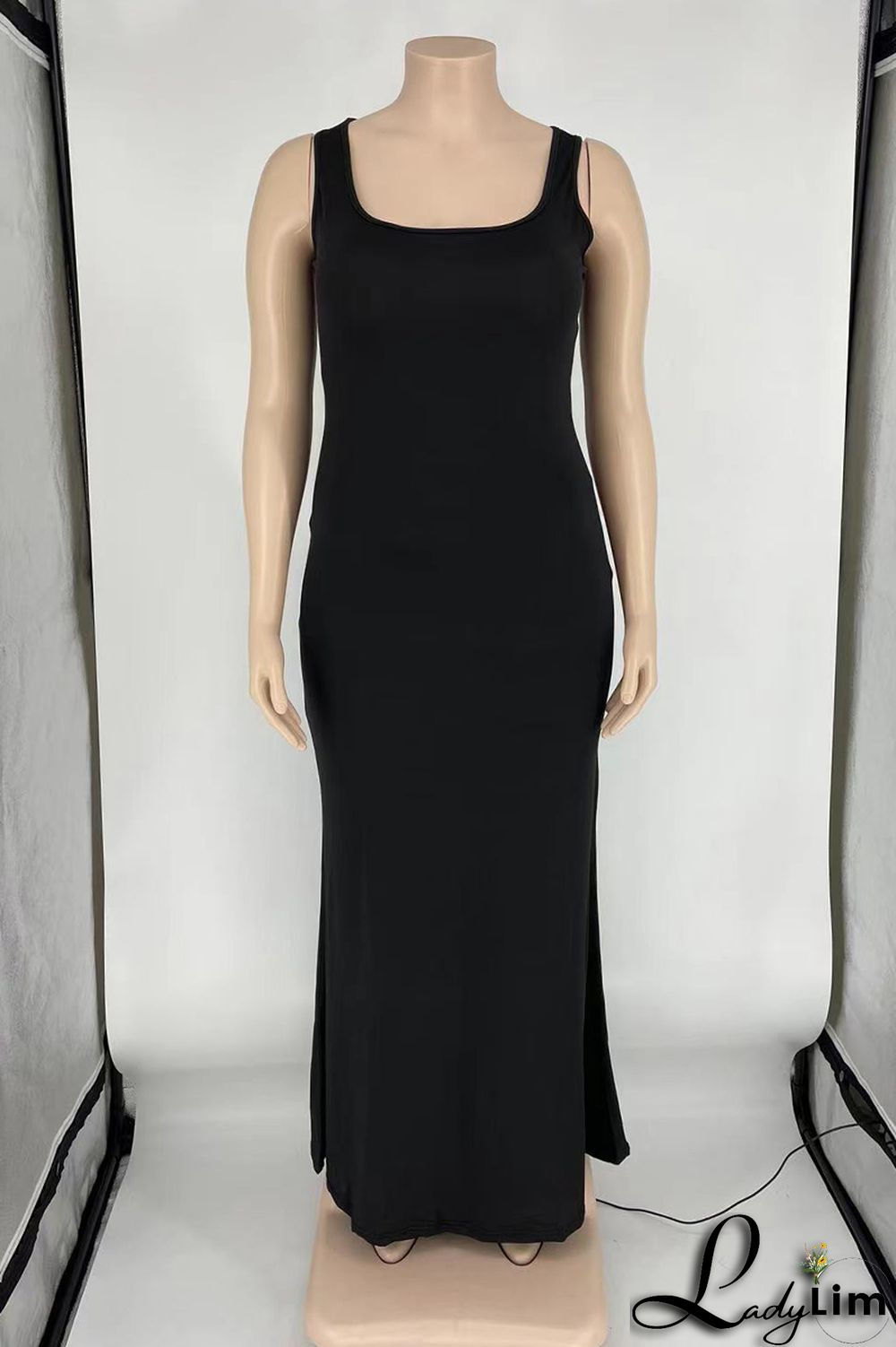 Purple Sexy Casual Plus Size Solid Basic U Neck Vest Dress