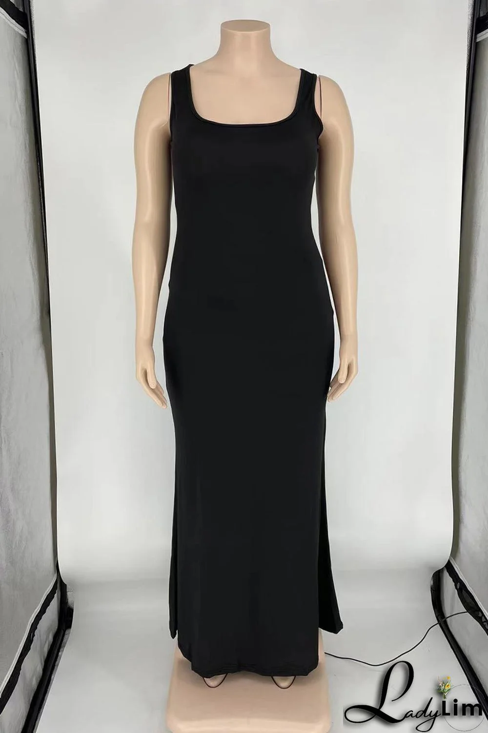 Purple Sexy Casual Plus Size Solid Basic U Neck Vest Dress