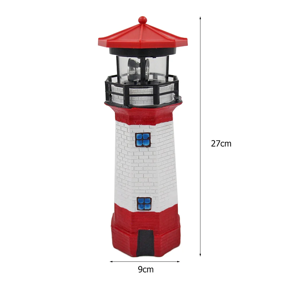 Lighthouse Solar LED Light Garden Outdoor Smart Sensor Rotating Lamp (Red)