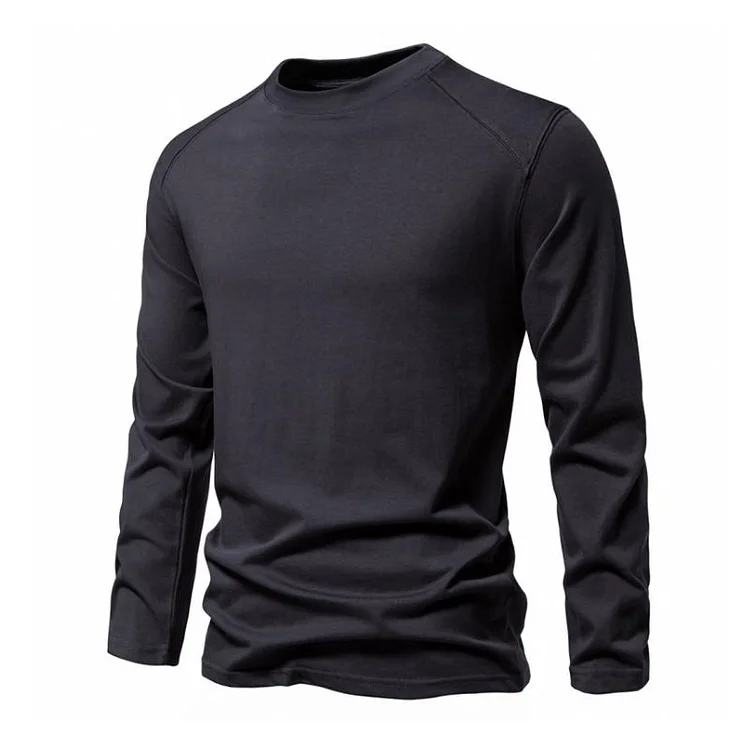 Men's Casual Cotton Breathable Round Neck Slim Long Sleeve T-shirt