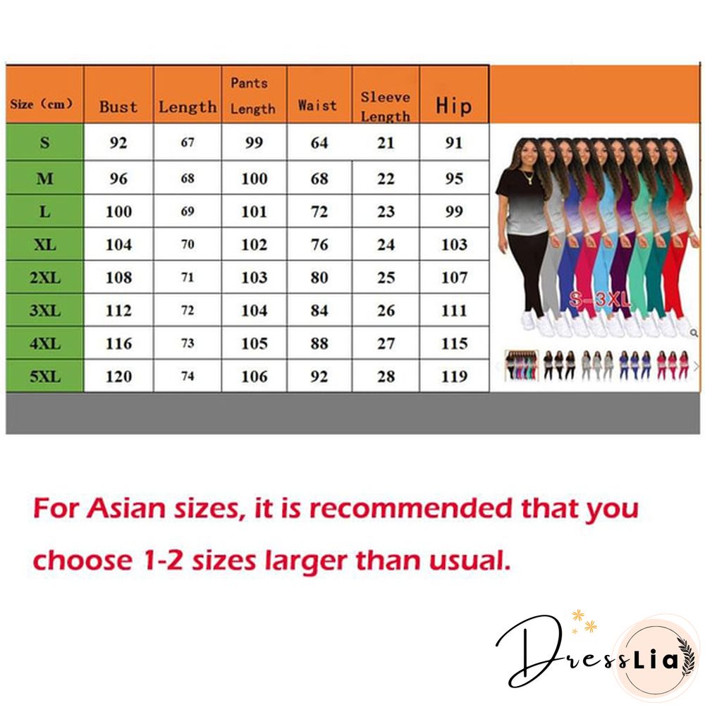 New Women's Fashion Gradient Short Sleeve Top and Pants Casual Sportswear Suit Two-piece Suit Plus Size