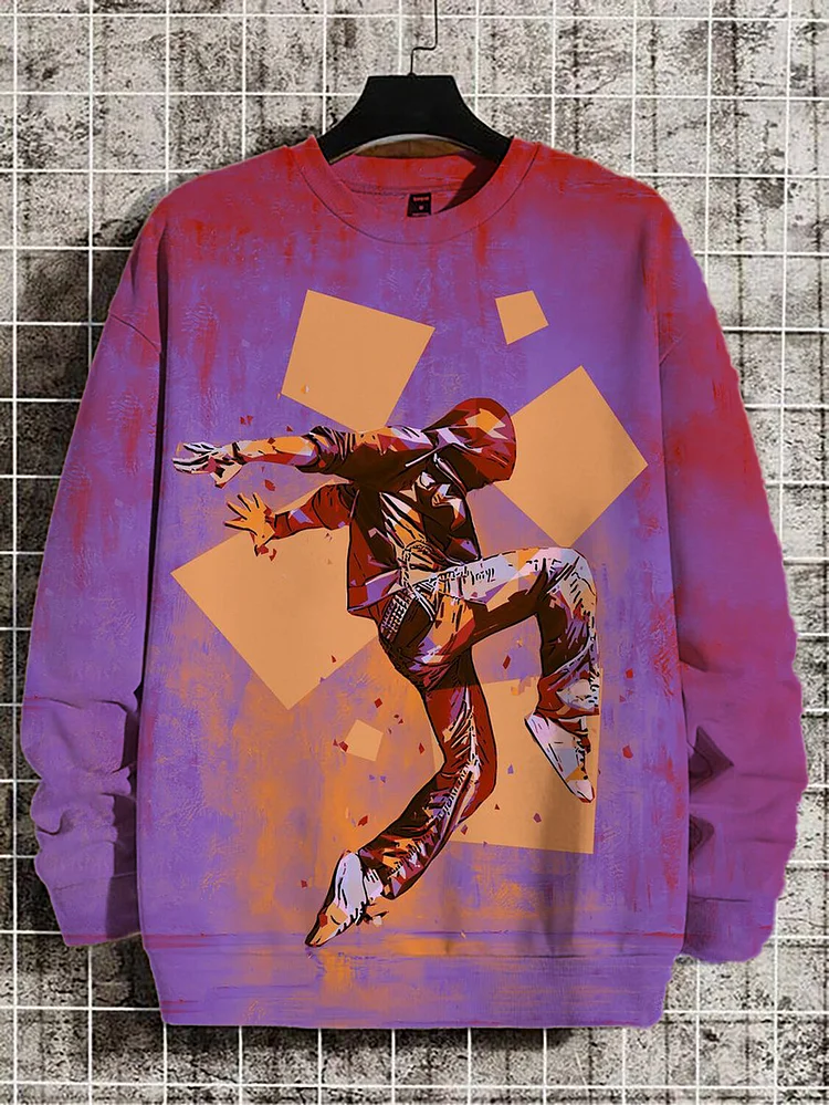 Men's Dancing Hip Hop Boy Art Print Casual Sweatshirt