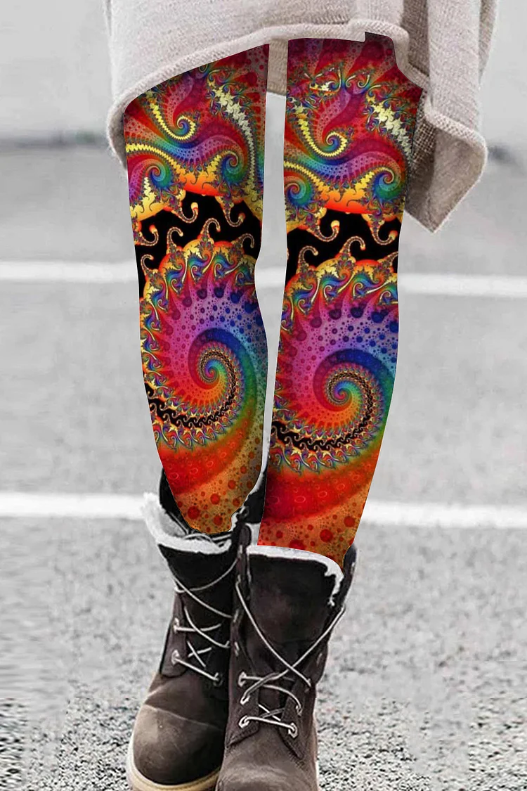 🔥kukelife🔥Mandala Tie Dye Spiral Print Casual Leggings