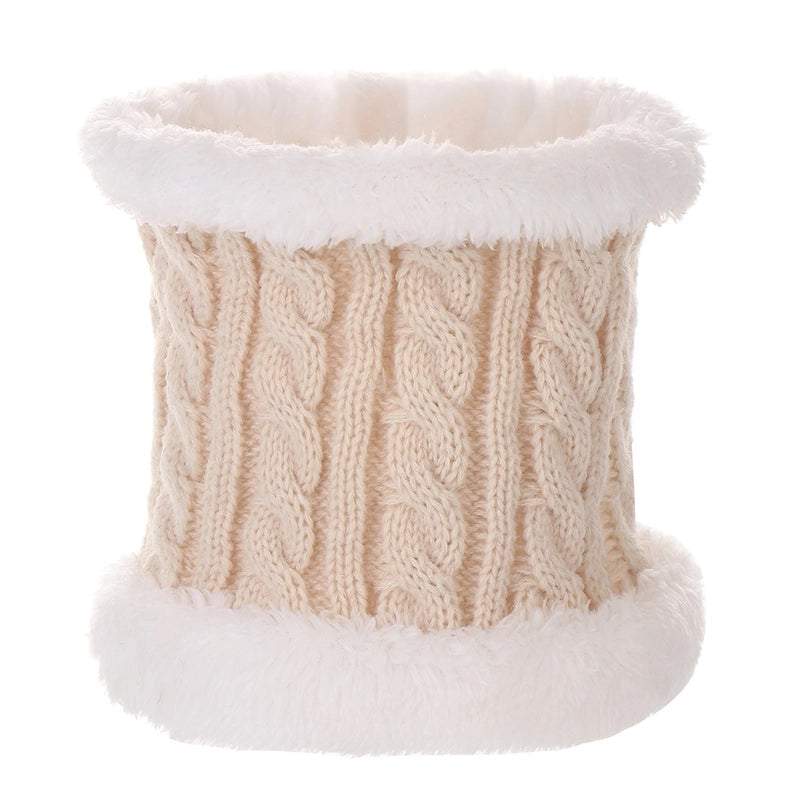 Autumn And Winter Children’s Thickened Wool Hat Ear Double Hair Ball Warm Ear Protection Knitted Hat Set With Standard Solid Color Hat