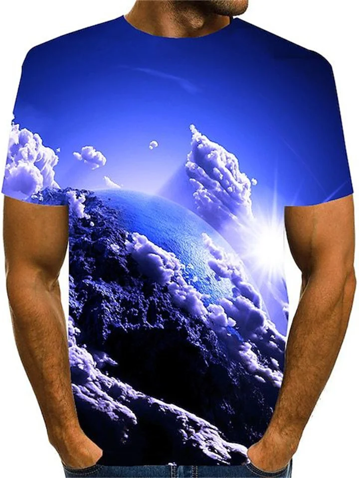 Summer Short Sleeve Sky 3D Printed Men's T-Shirt Green Blue Pink Purple Yellow S M L XL 2XL 3XL 4XL 5XL-Cosfine