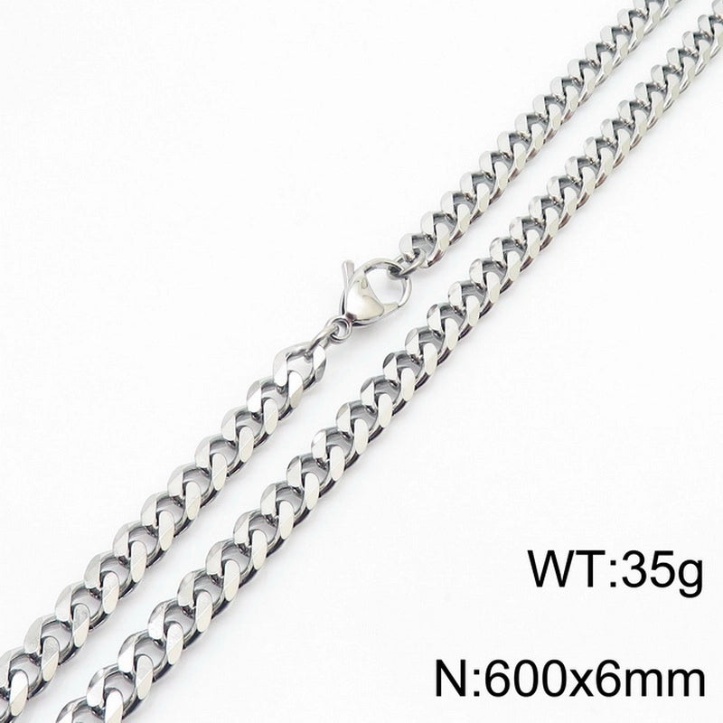 Hiphop Hip Hop Men & Women Trendy Stainless Steel Six-Sided Grinding Necklace
