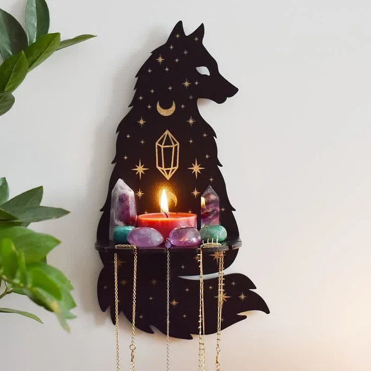  Olivenorma Celestial Wolf Altar Crystal Shelf