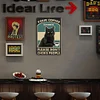Black Cat Drinking Coffee - Metal Tin Signs(12*16Inch) - Animal