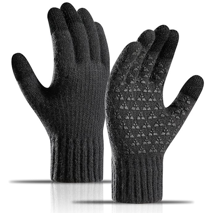 Men's Outdoor Thick Alpaca Knitting Wool Cycling Touch Screen Gloves-Compassnice®