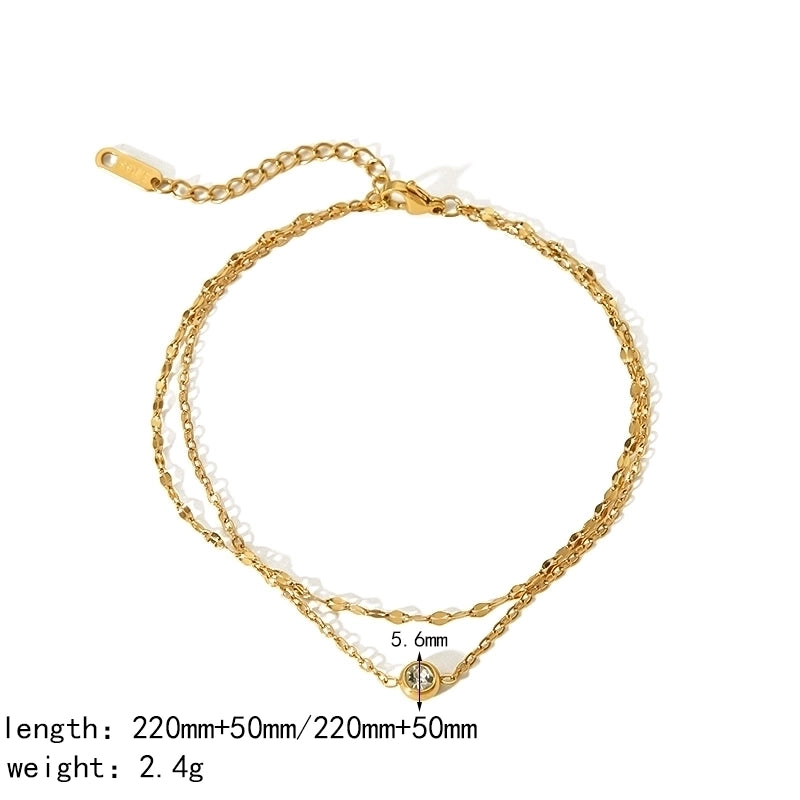 304 Stainless Steel 18K Gold Plated Minimalist Classic Style Plating Inlay Round Zircon Bracelets Necklace