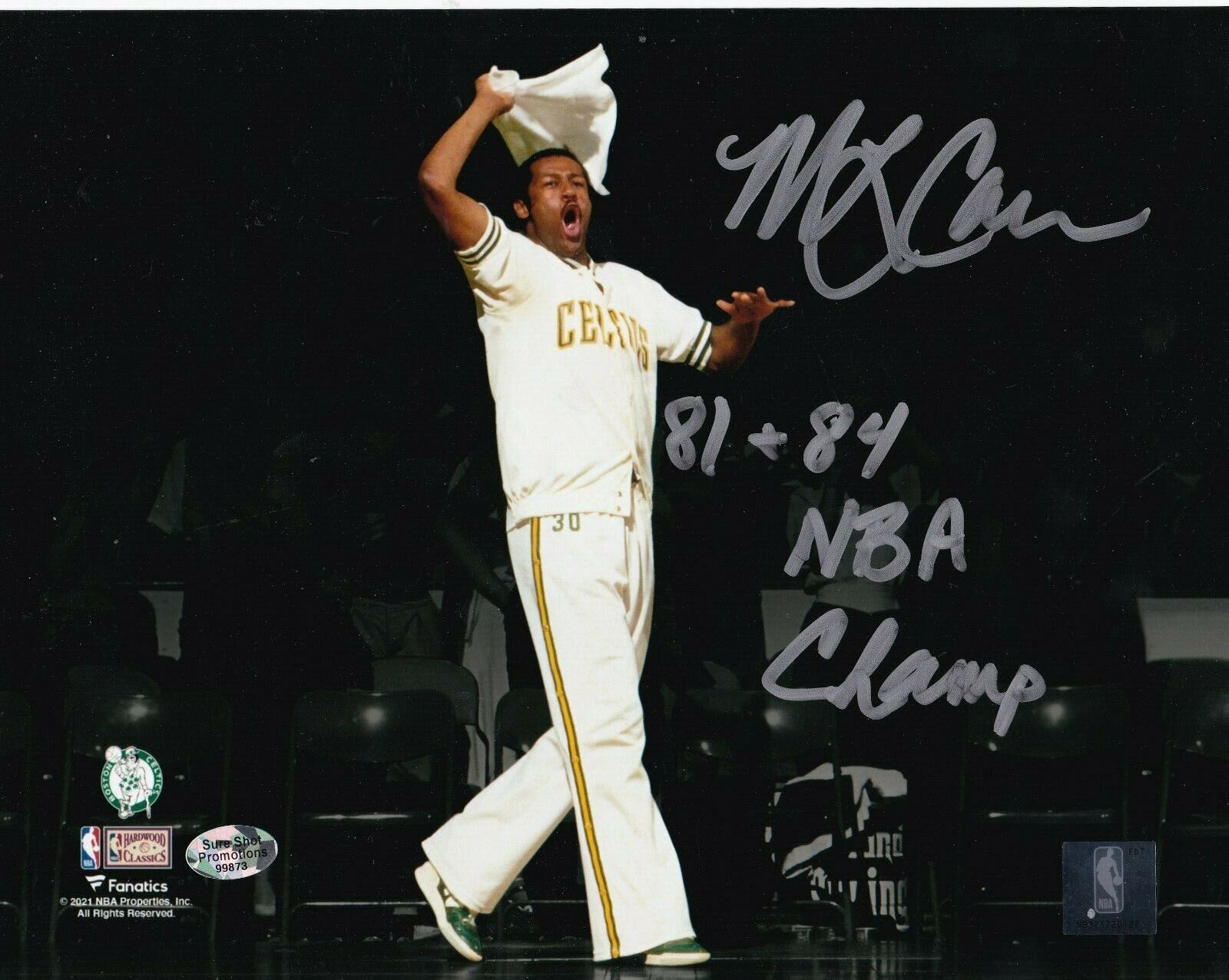 ML CARR BOSTON CELTICS 81 & 84 CHAMPS ACTION SIGNED 8x10