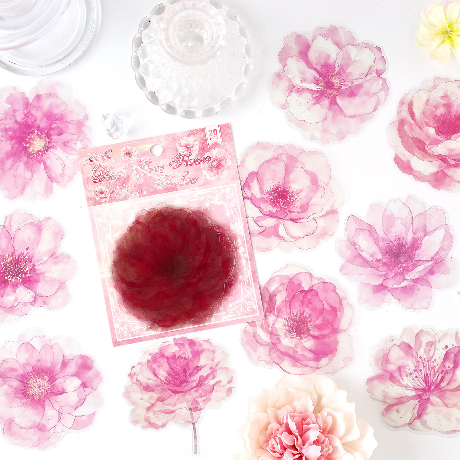 PET 스티커 - 텐더 플라워 어텐던트 시리즈 빈티지 수채화 꽃