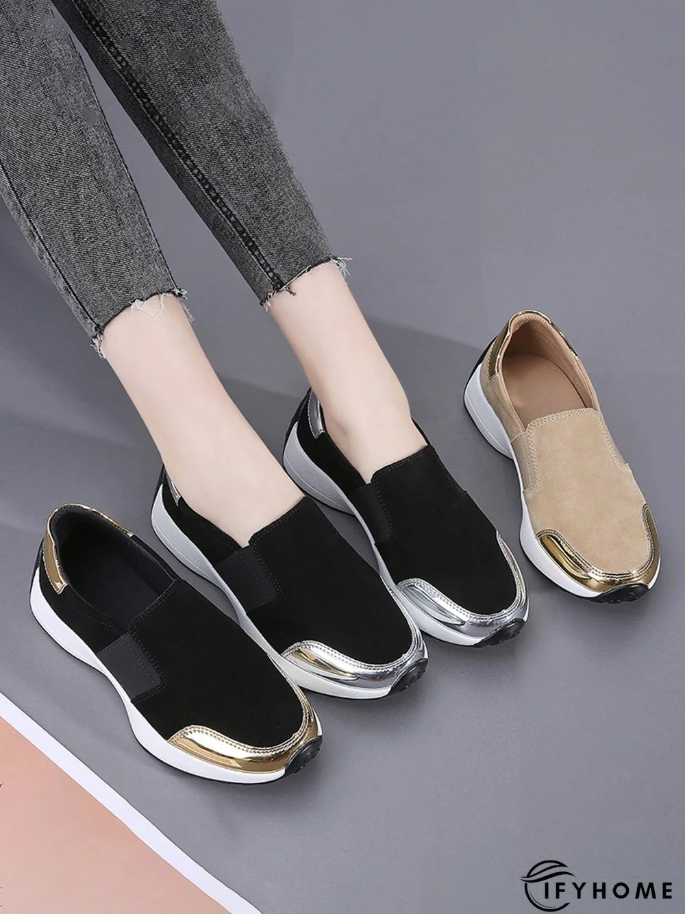 Casual Color Block Slip On Walking Shoes | IFYHOME