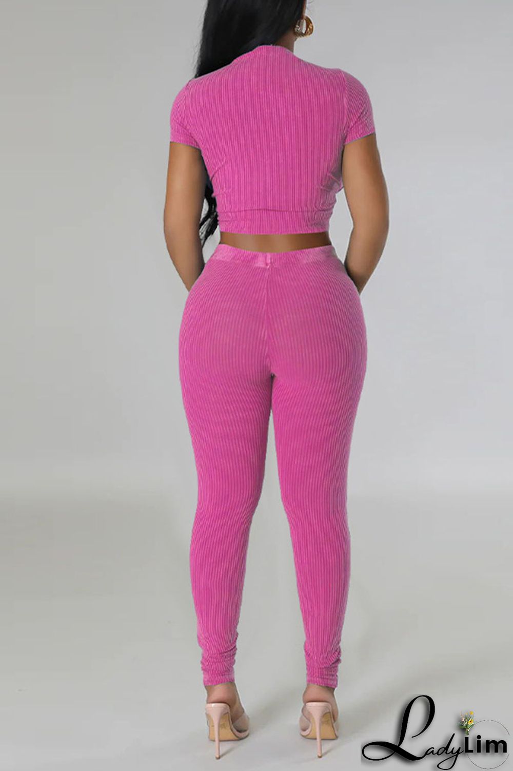 Black Sportswear Solid Patchwork O Neck Short Sleeve Two Pieces