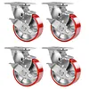 [US Local Warehouse] 5 Inch Caster Wheels Total Capacity 4000 Lbs Heavy Duty Casters with Brake Plate Casters for Trolleys Transport Materials Toolboxes