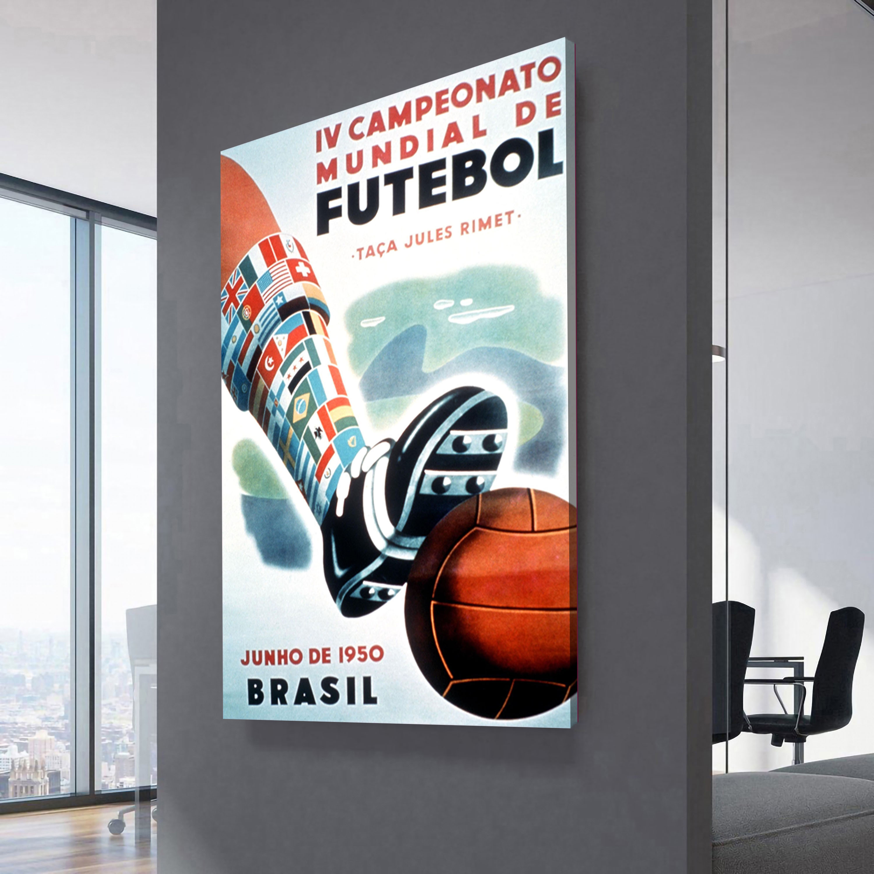 Brazil 1950 World Cup Poster Canvas Wall Art - Design Canvas Art