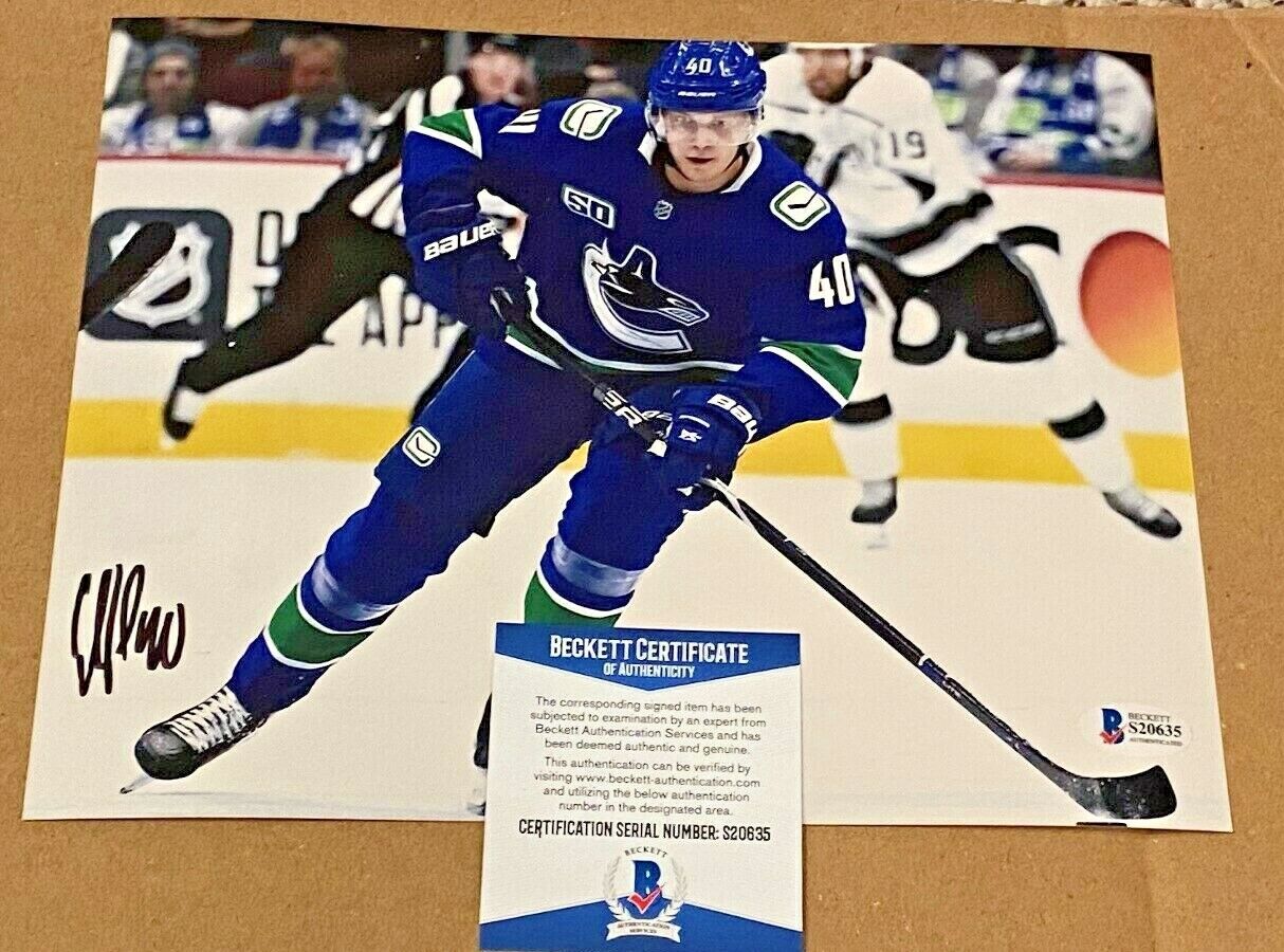 ELIAS PETTERSSON SIGNED 8X10 VANCONER CANUCKS 8X10 Photo Poster painting BECKETT CERTIFIED