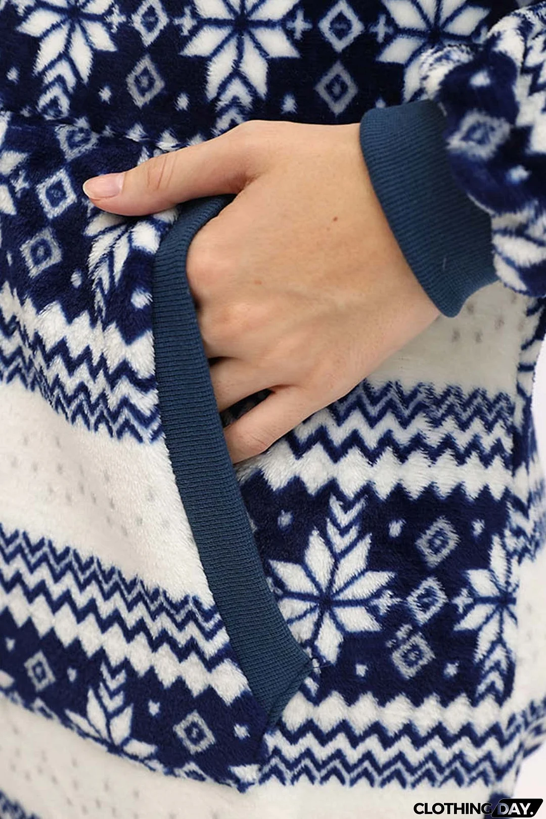 Christmas Printed Zipper Hooded Jumpsuits