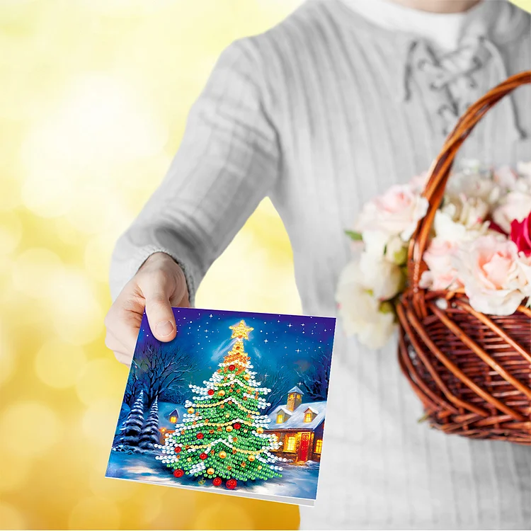 8pcs DIY Special Drill Diamond Painting 3D Christmas Card