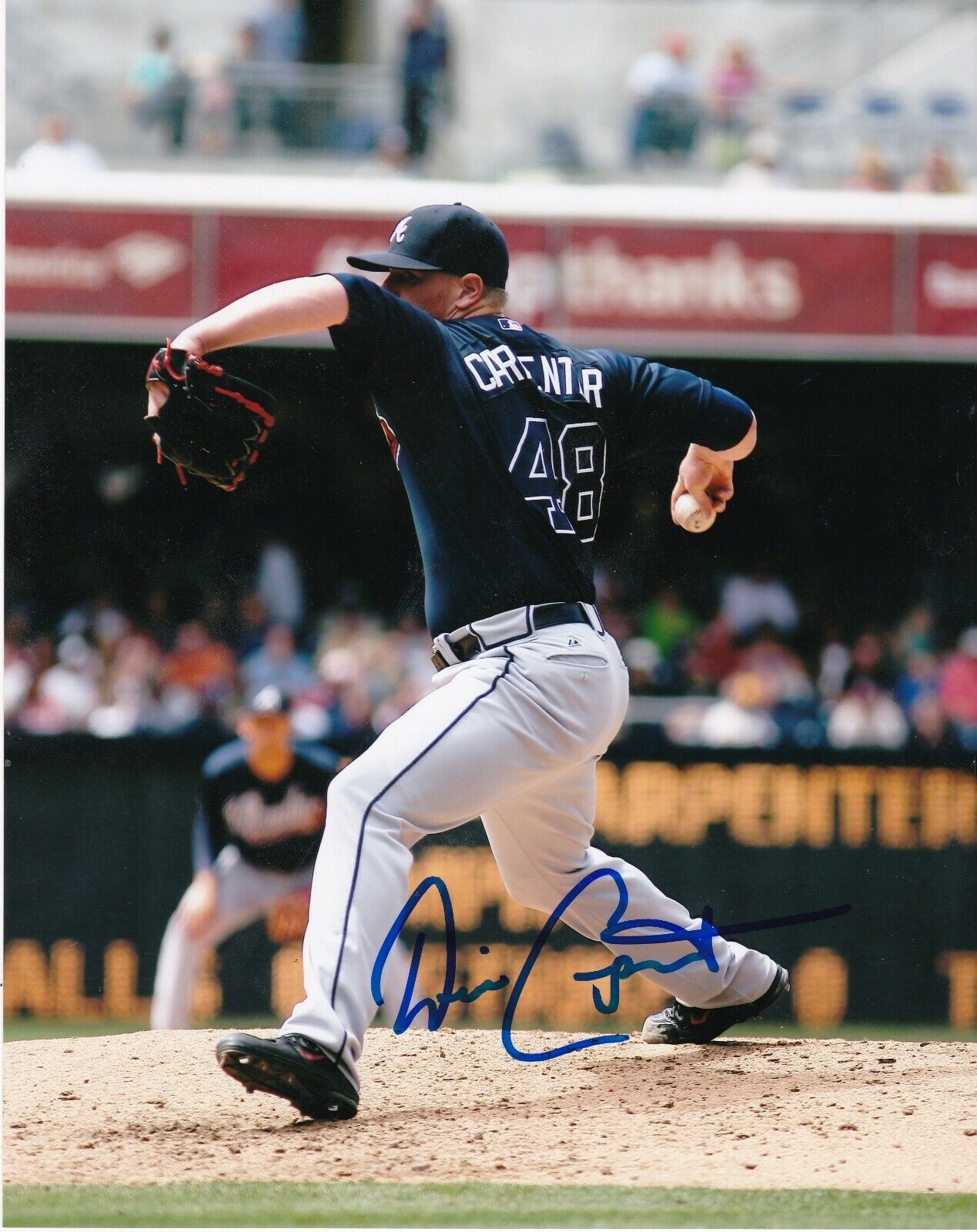 DAVID CARPENTER ATLANTA BRAVES ACTION SIGNED 8x10