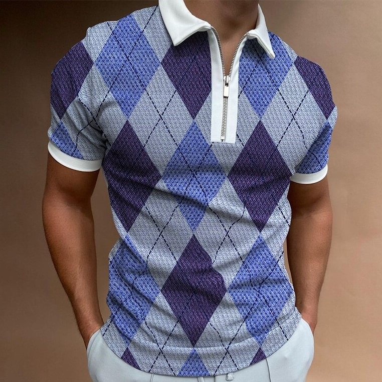 Rhombus Graphic Print Fashion Casual Polo Shirt-Compassnice®