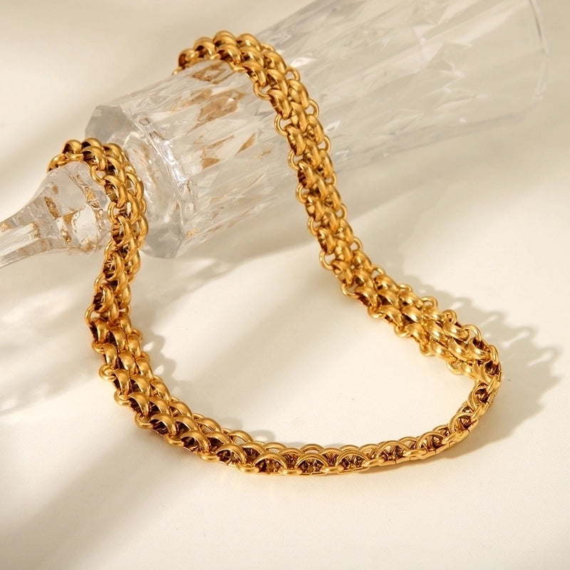 Classic Style Solid Color 304 Stainless Steel Titanium Steel 18K Gold Plated Necklace