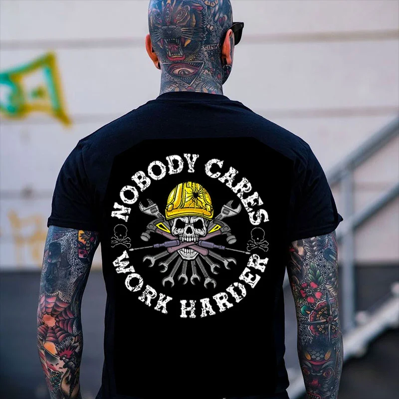 NOBODY CARES WORK HARDER Black Print T-Shirt