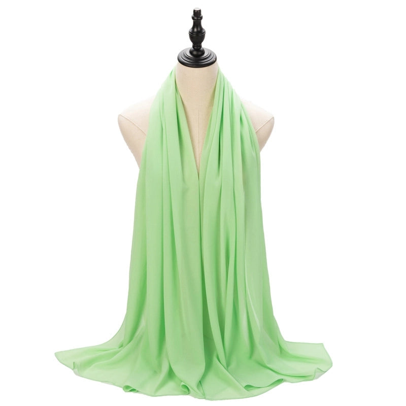 Hot Pearl Chiffon Yarn Muslim Women Hijab Silk Scarf Hui Turban Plain Long Scarf