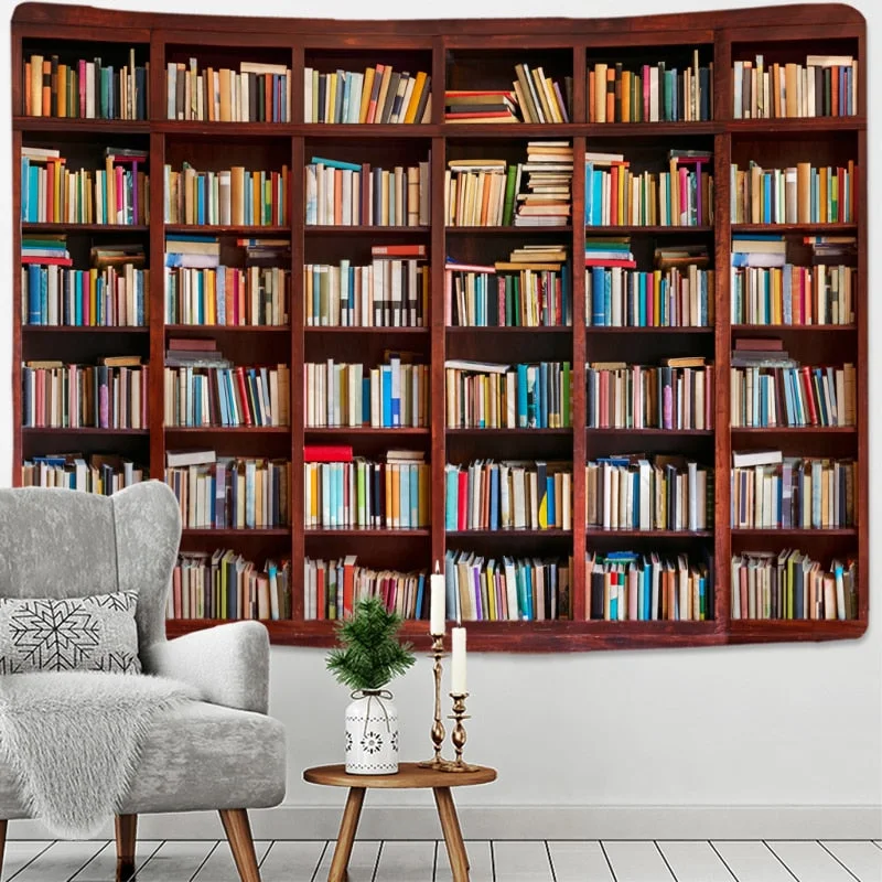 Tapestry retro Magic bookcase tapestry Mysterious library tapestries wall hanging art throw tapestries bedroom living room home