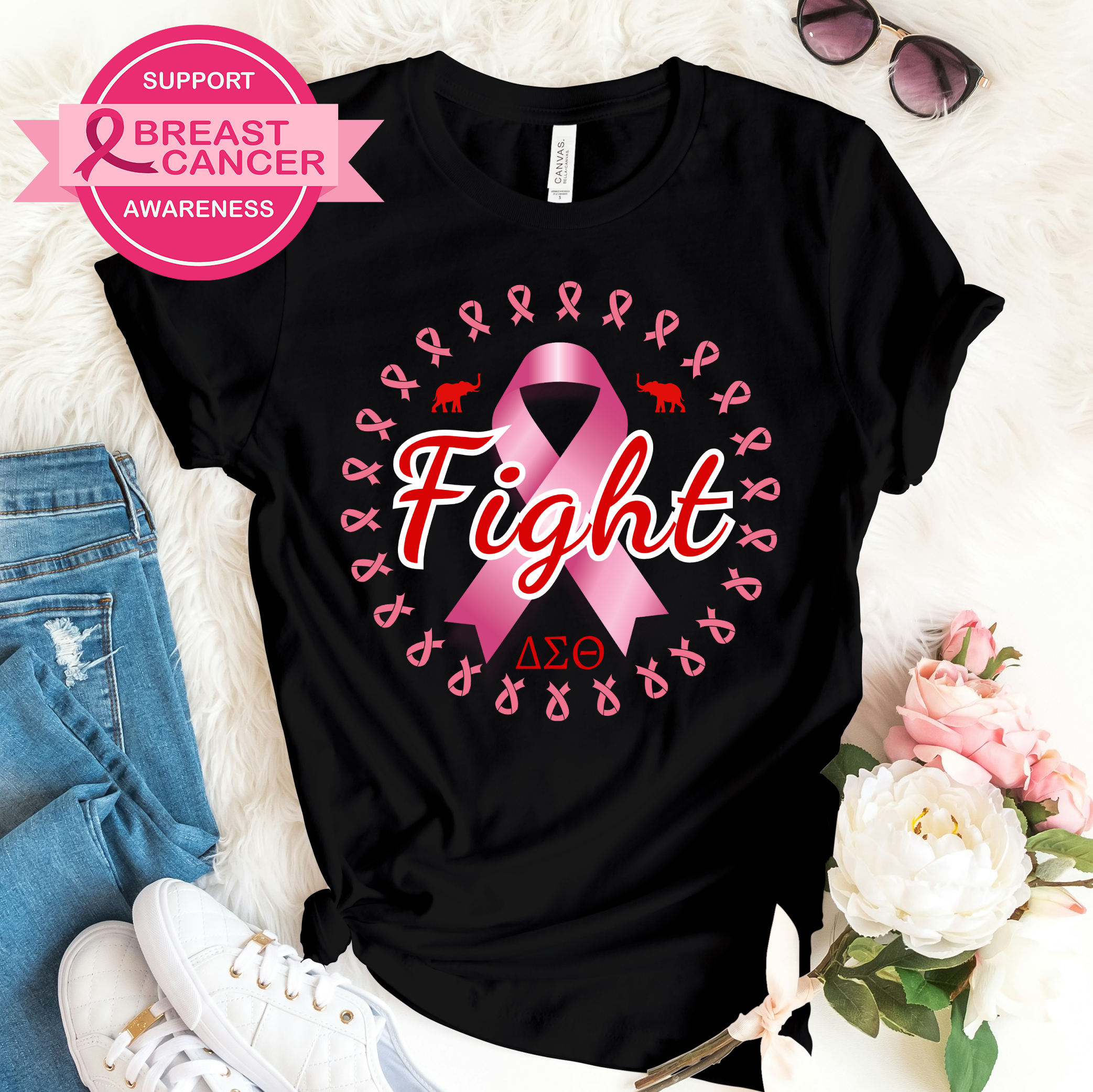 Fight Breast Cancer Black T-Shirt