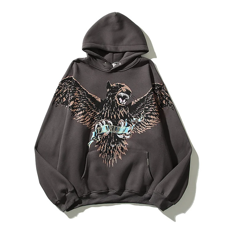Retro Foam Kapok Print Letter Embroidery Pullover Hoodies Men's and Women's Streetwear Oversize Fleece Hooded Sweatshirts