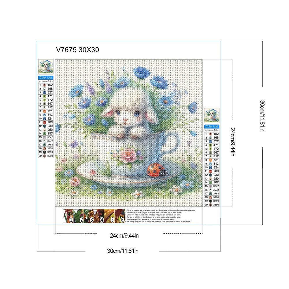 Diamond Painting - Full Round Drill - Easter Sheep(Canvas|30*30cm)