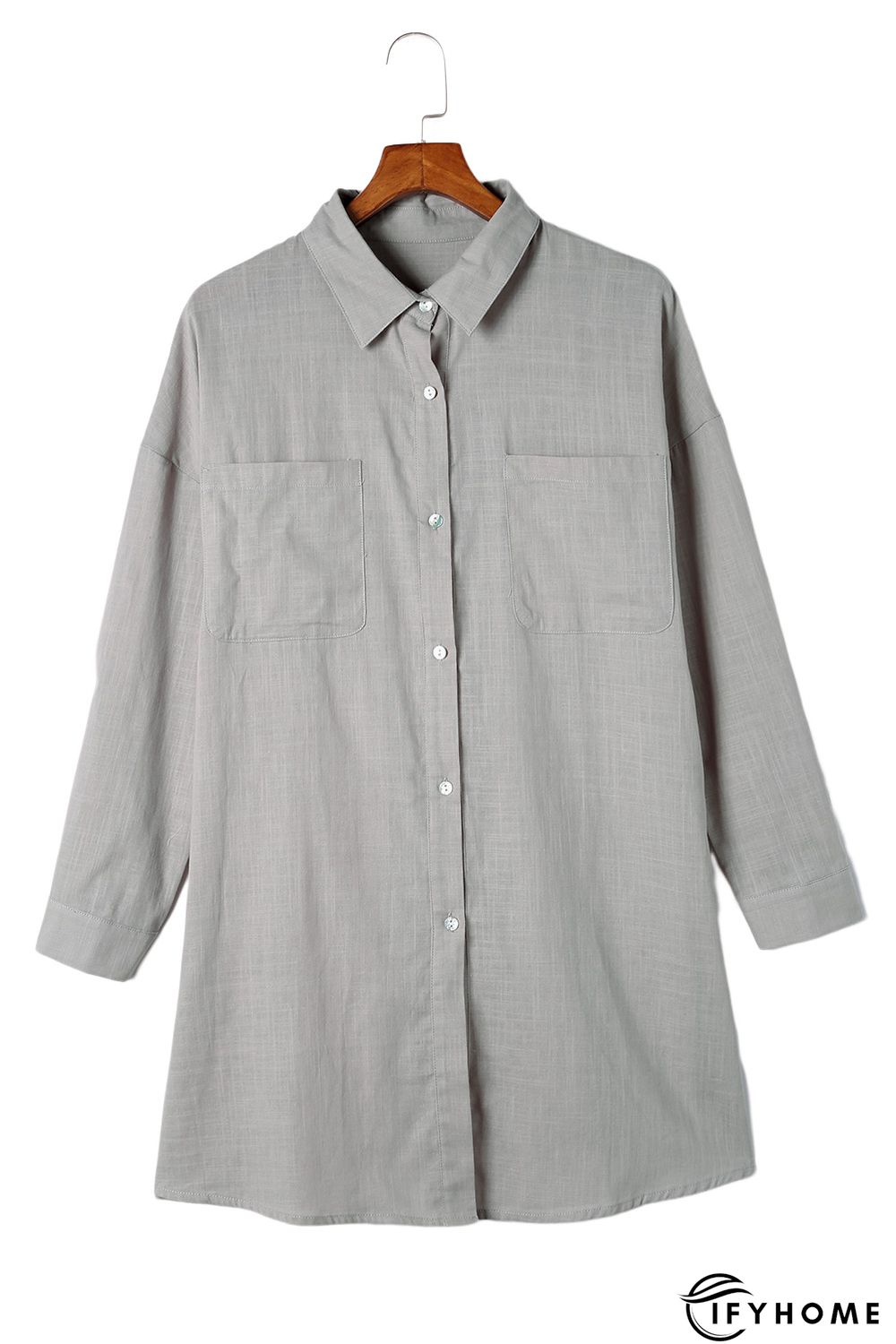 Gray Lightweight Shirt Style Beach Cover Up | IFYHOME