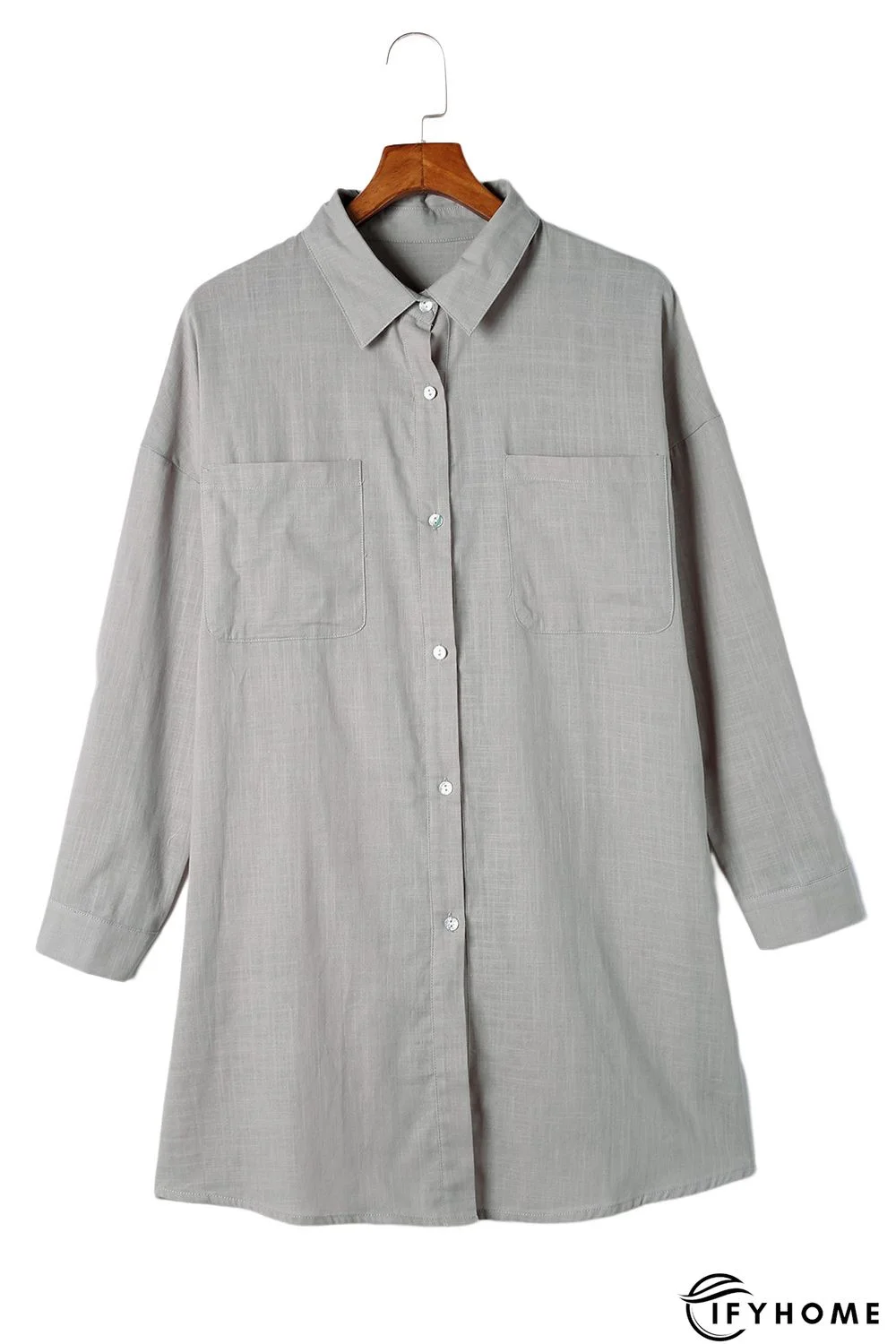 Gray Lightweight Shirt Style Beach Cover Up | IFYHOME