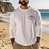 Men's Vintage Surfing Shop Printed Crew Neck Long Sleeve T-Shirt by Inlyline