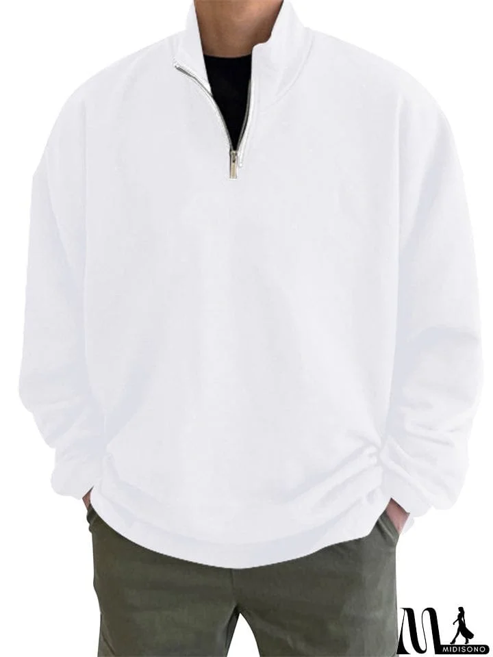 Men's Popular Stand Collar Long Sleeve Oversized Sweatshirt