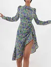 Sexy Fashion Round-Neck Floral Print Backless Split-Side Midi Dress