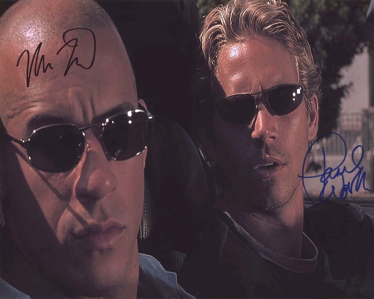 THE FAST AND THE FURIOUS SIGNED AUTOGRAPHED 10X8 REPRO Photo Poster painting PRINT Diesel,Walker