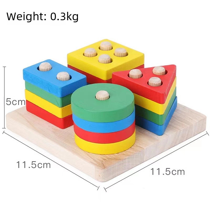 Wooden Children Macaron Color Geometric Figure Matching Color Shape Cognitive Building Blocks Puzzle Early Education Educational Toys