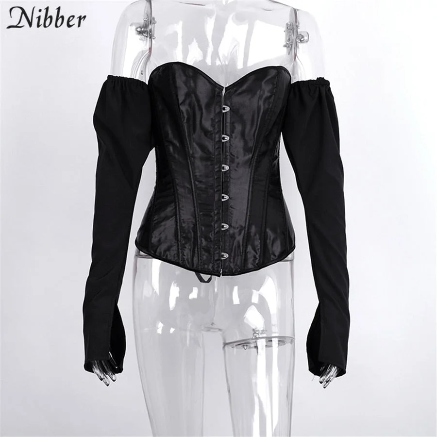 Nibber French romance off shoulder tops women 2019 club party night Strapless bow tassel tee shirt Elegant slash neck tops mujer