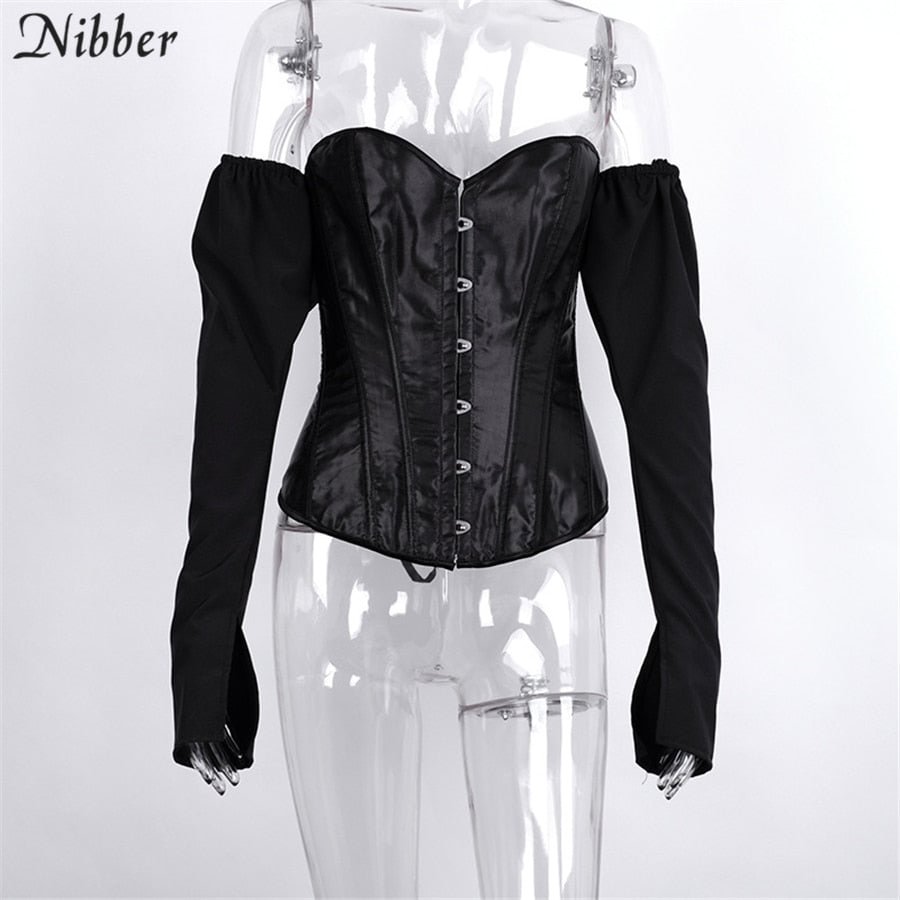 Nibber French romance off shoulder tops women 2019 club party night Strapless bow tassel tee shirt Elegant slash neck tops mujer