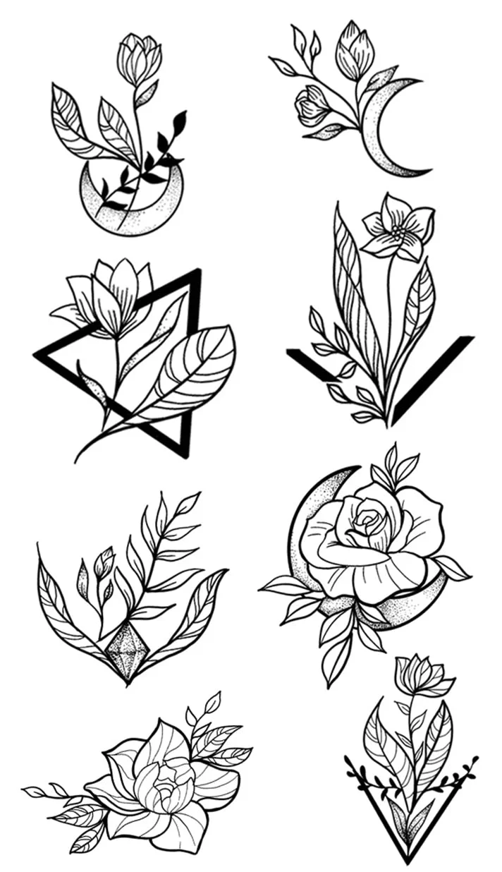 Waterproof Temporary Tattoo Sticker Rose Flower Leaf Letter Black Small Body Art Flash Tatoo Fake Tatto for Kids Girl Men Women