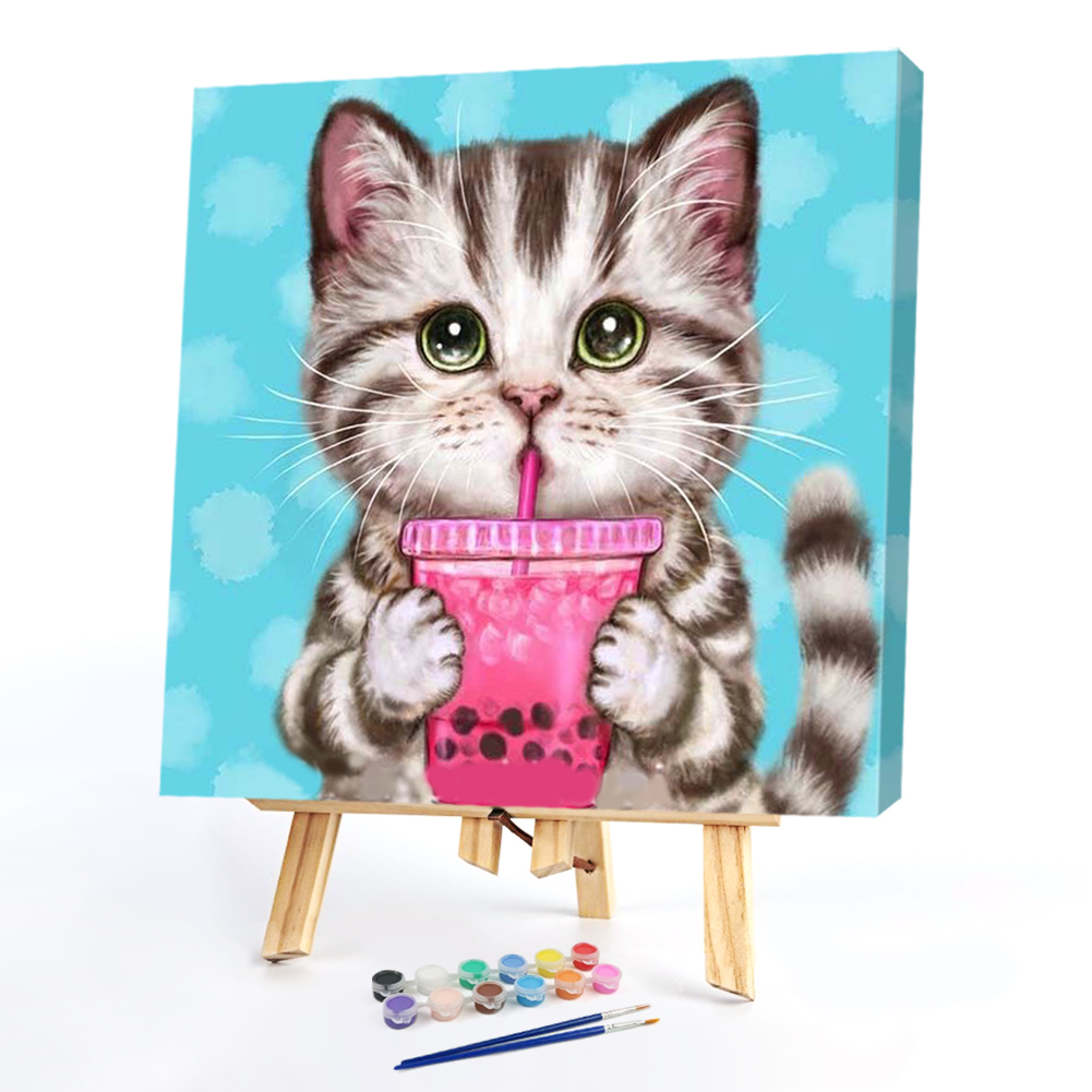 

Cute Cat - Half Diamond and Half Oil Painting - 30*30CM, 501 Original