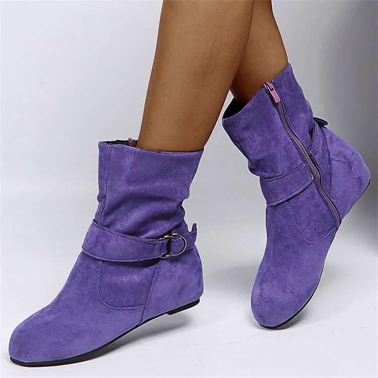 Fashion Non-Slip Faux Suede Flat Heels Ankle Boots for Women Radinnoo.com