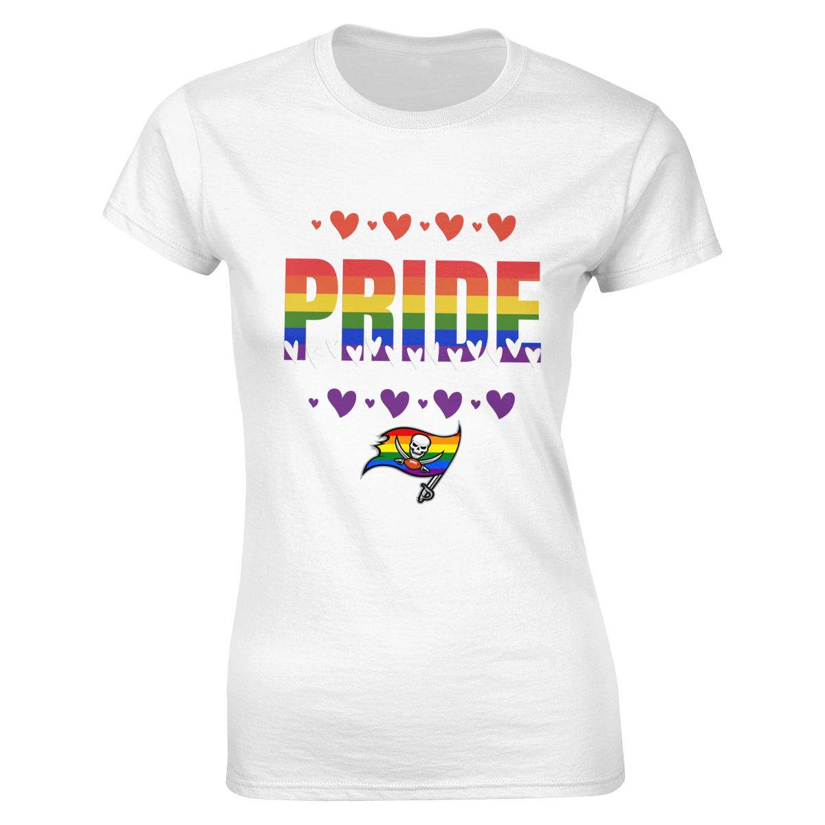 Tampa Bay Buccaneers Hearts Pride Women's Soft Cotton T-Shirt
