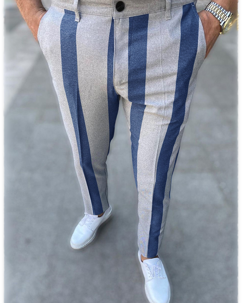 Men's thick striped casual pencil pants