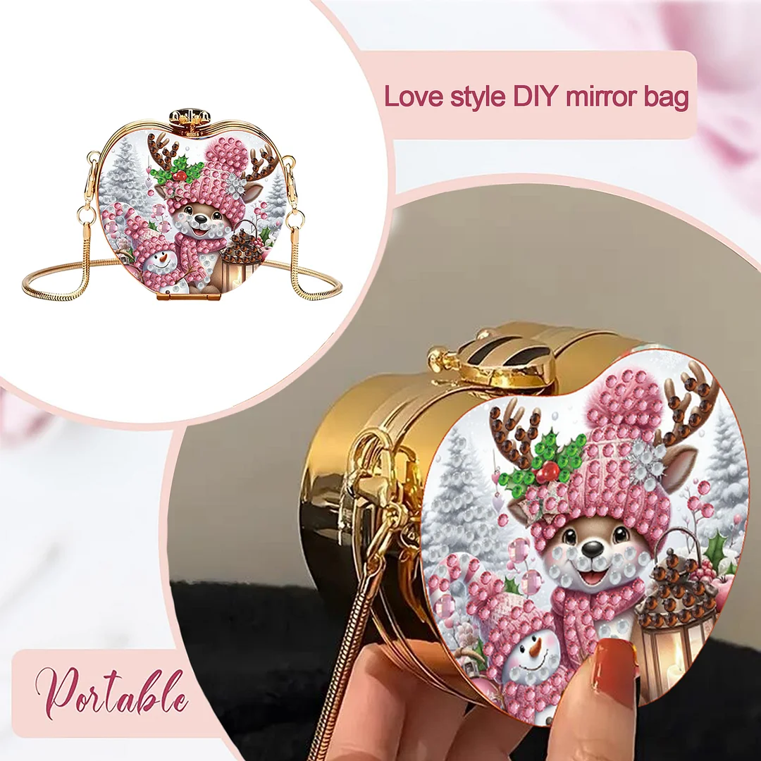 Deer DIY Acrylic Love Art Diamond Painting Coin Purse with Chain for Women Girl