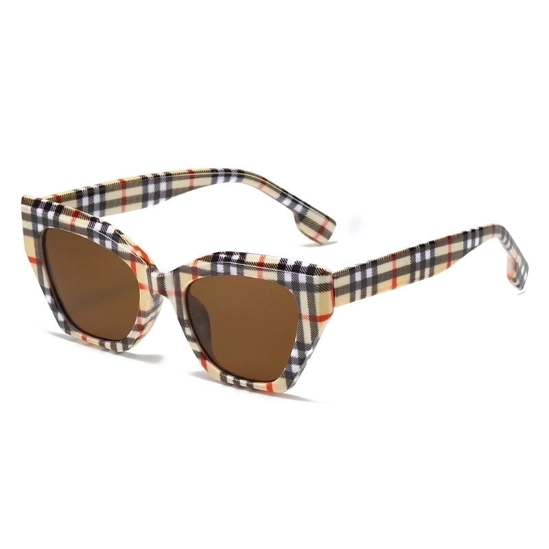 Fashion Plaid Ac Cat Eye Full Frame Women’s Sunglasses