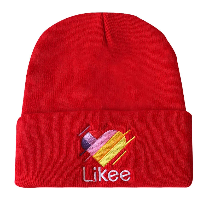 LIKEE Letter Embroidery Knitted Hat Warm Pullover Beanie